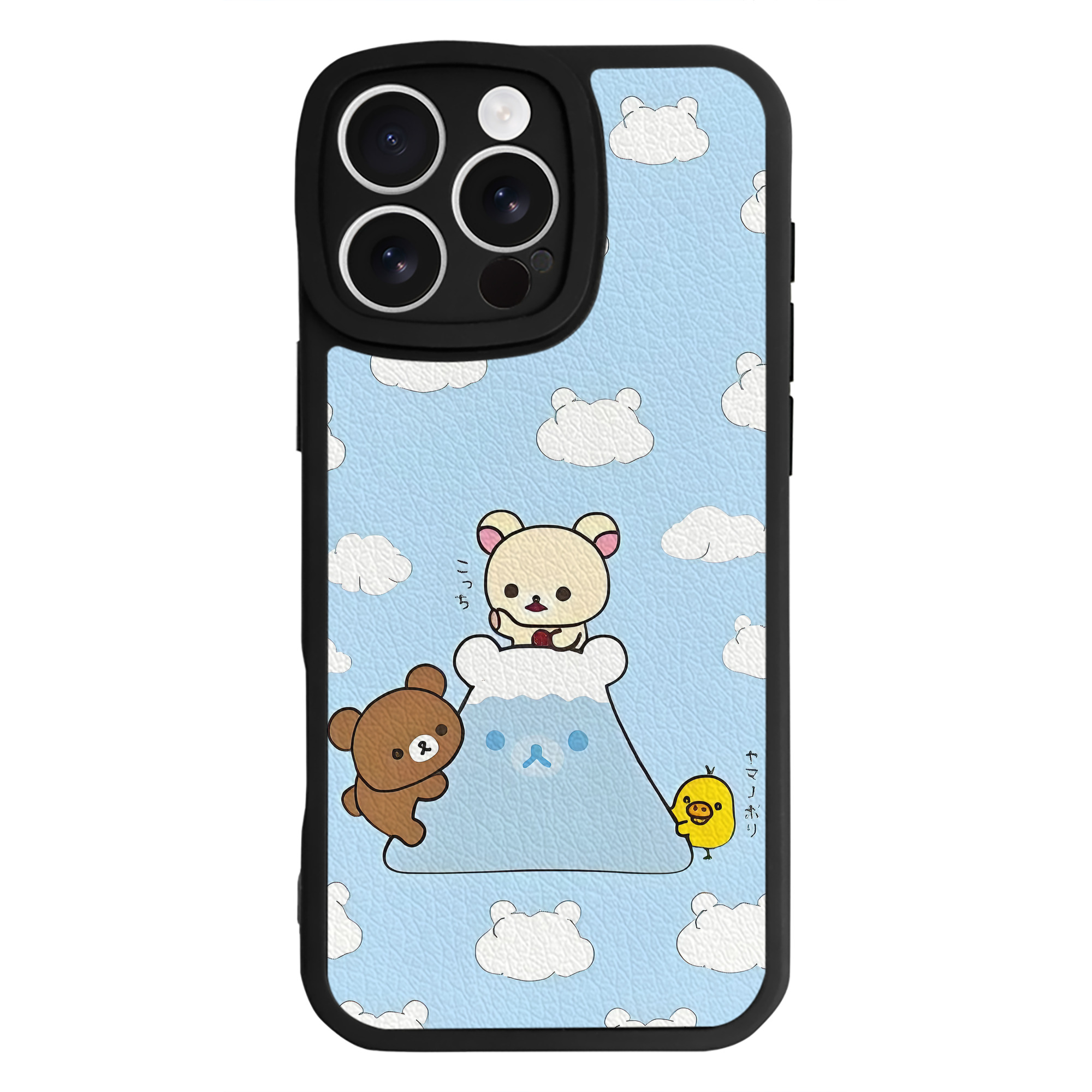 （画像用） リラックマ リラックマ キイロイトリ Rilakkuma Korilakkuma Kiiroitori 【iPhone 16シリーズ対応】シリコンスマホケース（レザー調） 材質：シリコン